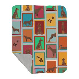 Lots of Red Doberman Pinscher Quilted Blanket 50x60 Artwork Pattern Quilted Throw Blanket for Bed, Couch, Sofa, Soft and Lightweight