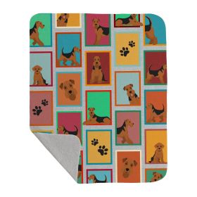 Lots of Airedale Terrier Quilted Blanket 50x60 Artwork Pattern Quilted Throw Blanket for Bed, Couch, Sofa, Soft and Lightweight