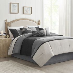 7 Piece Faux Suede Comforter Set (Color: as Pic)